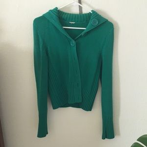 Green knit cardigan sweater